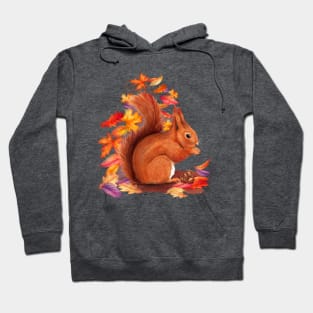 Cute Red Squirrel Watercolour Hoodie